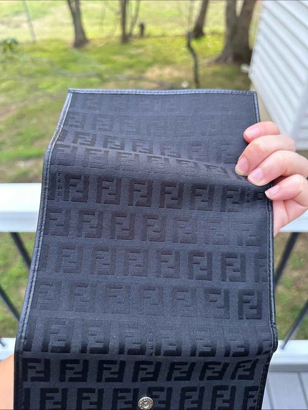 Fendi Black Tonal FF Jacquard Continental Wallet
